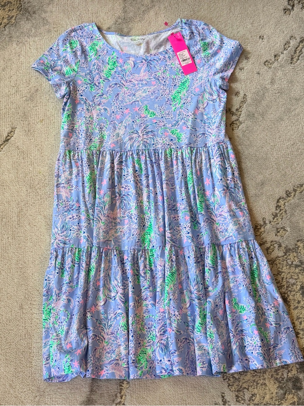 NWT Lilly Pulitzer Geanna Dress “Blue Peri The Turtle Package” Sz S